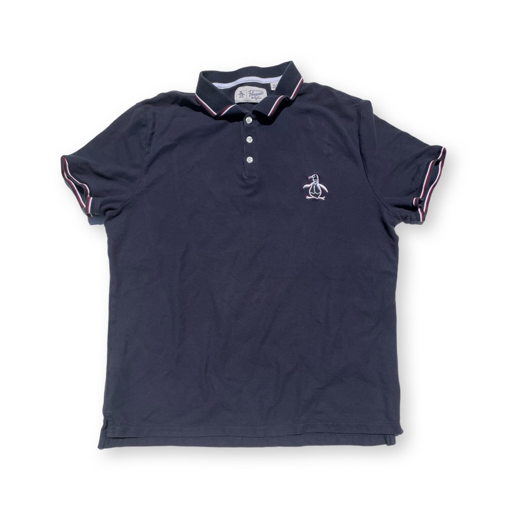 Vintage Penguin Polo Short Sleeve Shirt Size XL Navy Blue
